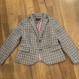 Talbots Olive and Cream Checkered Blazer